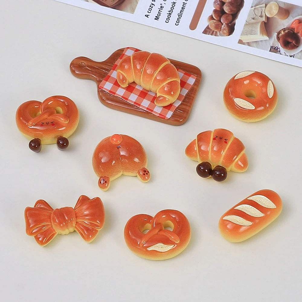 16/32PCS Mixed Mini Pretzel Croissant Baguette Resin Charms Simulation Bread DIY Craft Flatback Play Food Decor