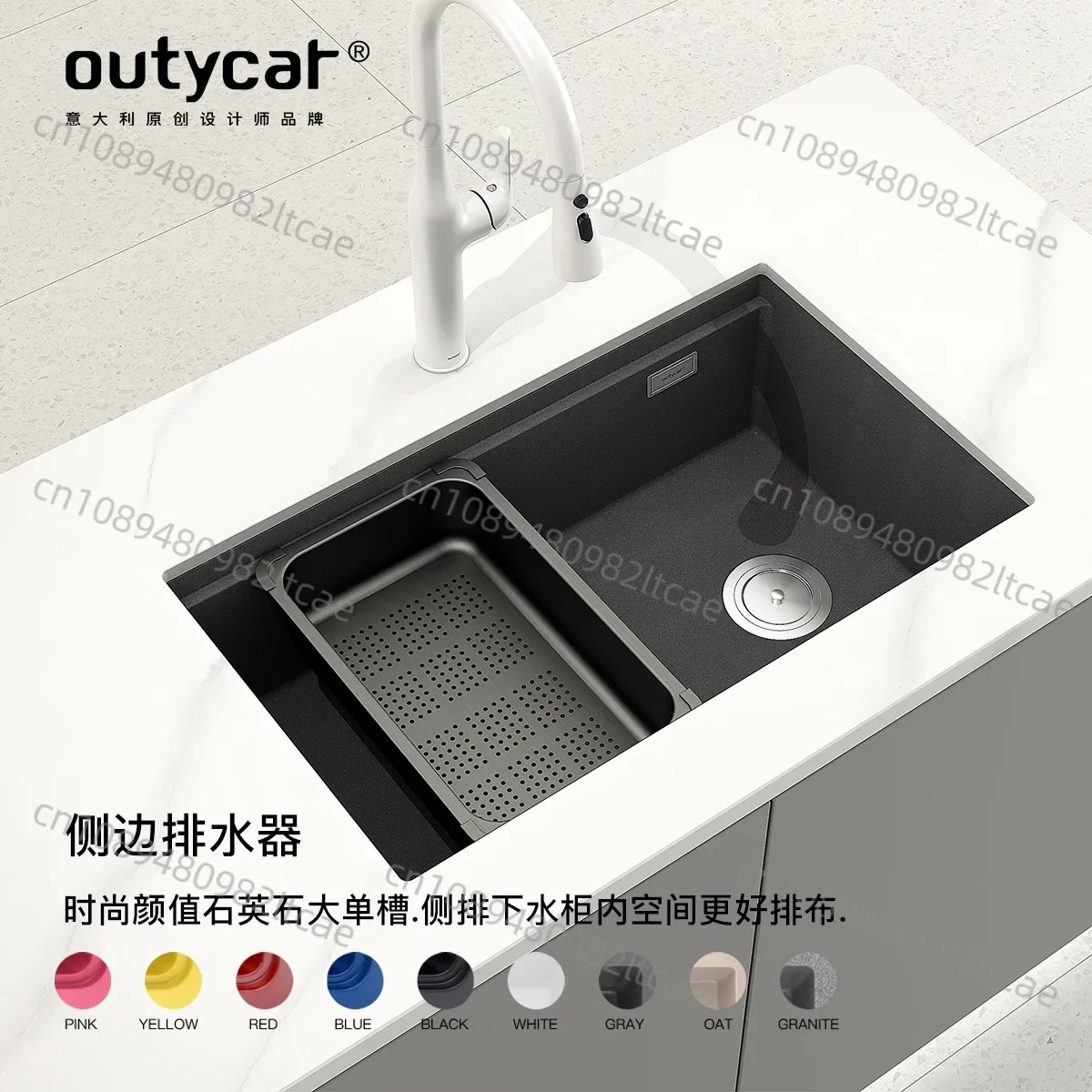 Household Kitchen Washing Basin Large Single Slot, Sun Under The Counter Basin Granite Spot Wholesale Quartz Stone Sink