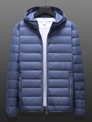 Piumino invernale ultraleggero con cappuccio invernale di grandi dimensioni giacca a vento da uomo capispalla 90% piumino imbottito in piumino d'anatra bianco 6XL 7XL 8XL