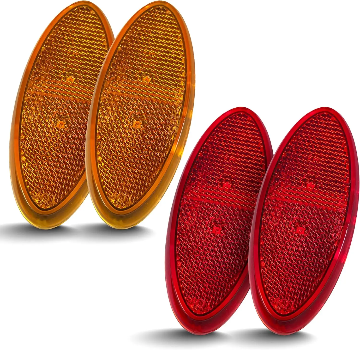 

OEM 12V LED RV & Trailer Oval Clearance Light with Built-in Reflex - Hardware & Connectors Included | Amber & Red (4 Pack)