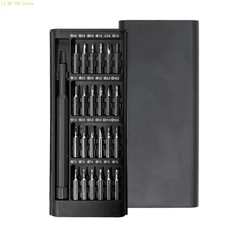 W3JE Compact 25 in 1 Screwdriver Tool Set with Ergonomic Aluminum Handle and Box Perfect for Electronics Repair