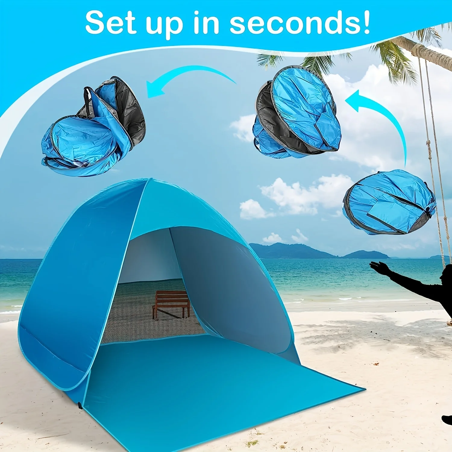Portable Beach Tent Lightweight and Durable UPF 50+ UV Protection Shade Outdoor Pop-up Tent Garden Decorations Furniture