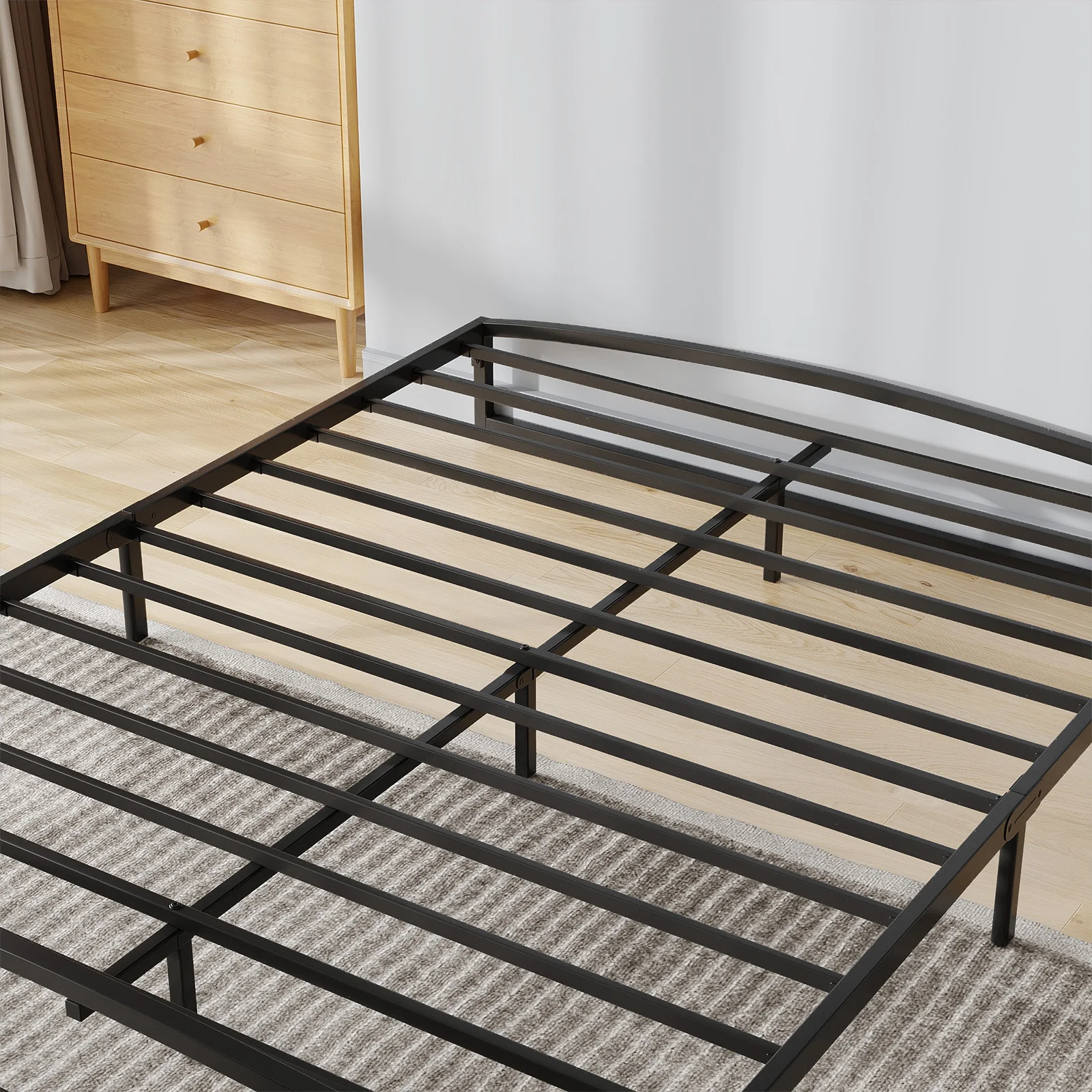 Low Profile Metal Platform Bed Frame 6 Inch, Heavy Duty Mattress Foundation, Noise Free, No Box Spring Needed, Underbed Storage Space for Bedroom
