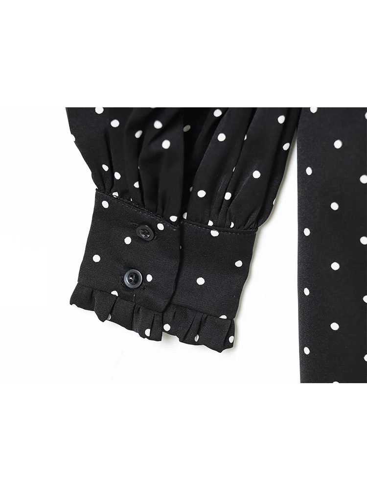 2026年新作 レディース Vネック ミニドレス ファッション 水玉模様プリント 長袖ドレス カジュアル ショートドレス スカーフ付き シックな婦人服