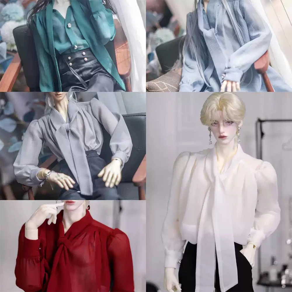 

D09-P804 детская игрушка ручной работы 1/4 дядя соно ID75 BJD/SD кукольная одежда с v-образным вырезом шифоновая рубашка с лентой 1 шт.