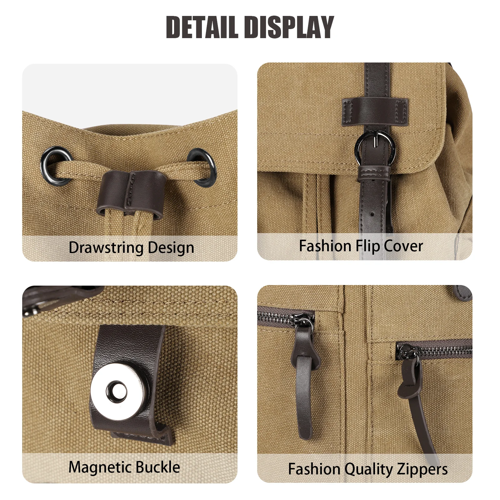 Large Vintage Canvas Backpack,14 Inch Work Laptop Bags College Shoulder Bag, Hiking Travel Backpack for Men Schoolbag Bags 