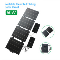 60W Foldable Solar Panel Type-C USB DC 12V Solar Charger Flexible Portable Solar Cell Outdoor Power Bank for Camping Hiking