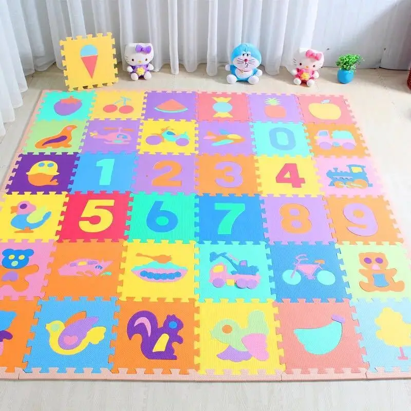 10pcs/set Number Animal Word Pattern Baby Play Mat Puzzle Toys Kids Children Eva Foam Yoga Crawling Mats Floor Tapete