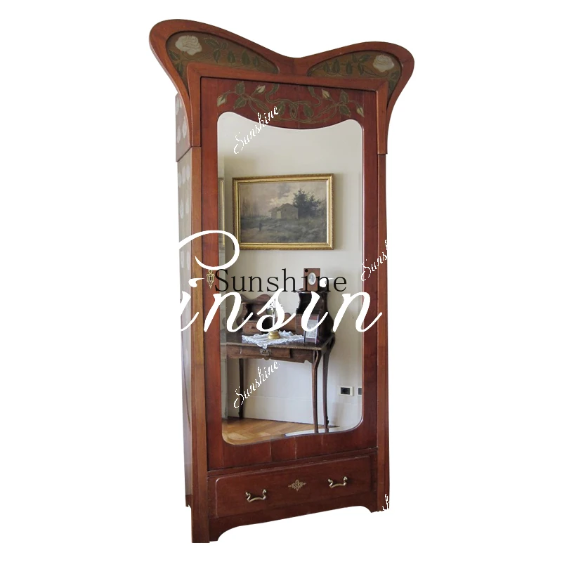

Solid wood wardrobe/neoclassical storage/hand-painted personalized shape, simple and modern FT