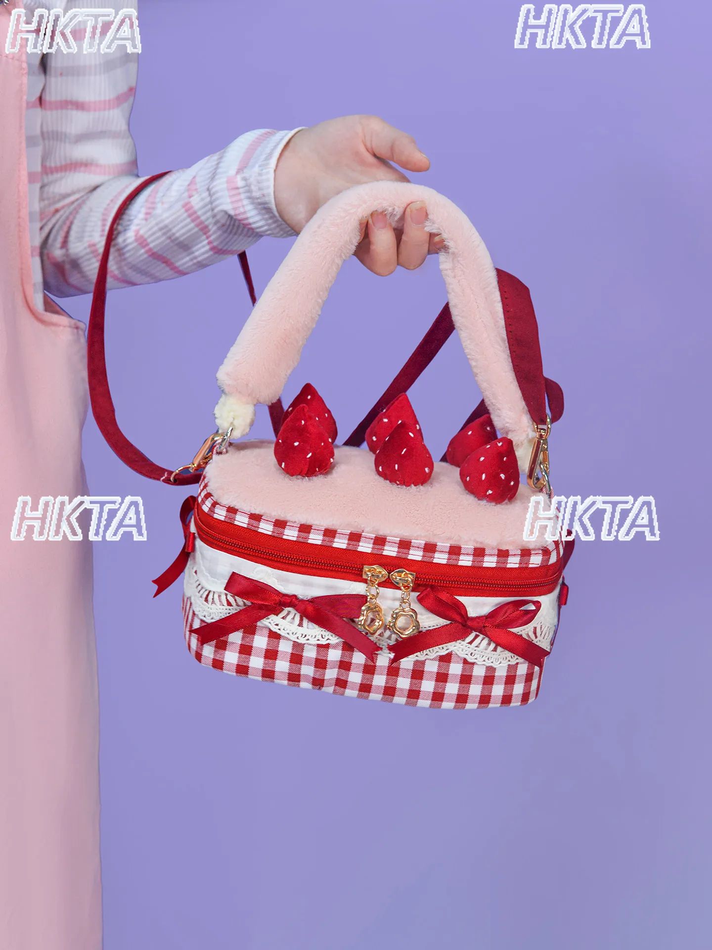 2025 Kawaii Autumn Winter Strawberry Cake Versatile Cosmetic Bag Women Storage Portable Camera Sweet Lolita Bags Birthday Gift