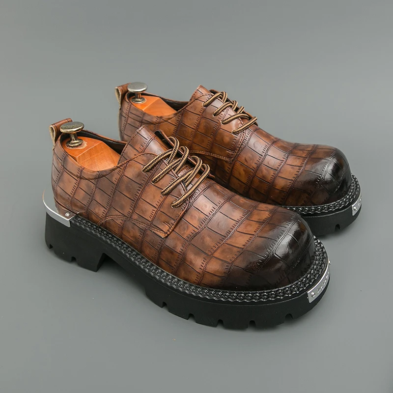 ربيع الخريف الرجال الارتفاع زيادة ديربي أحذية متقلب نمط التدرج اللون وسيم المتخصصة الراقية الأحذية العصرية