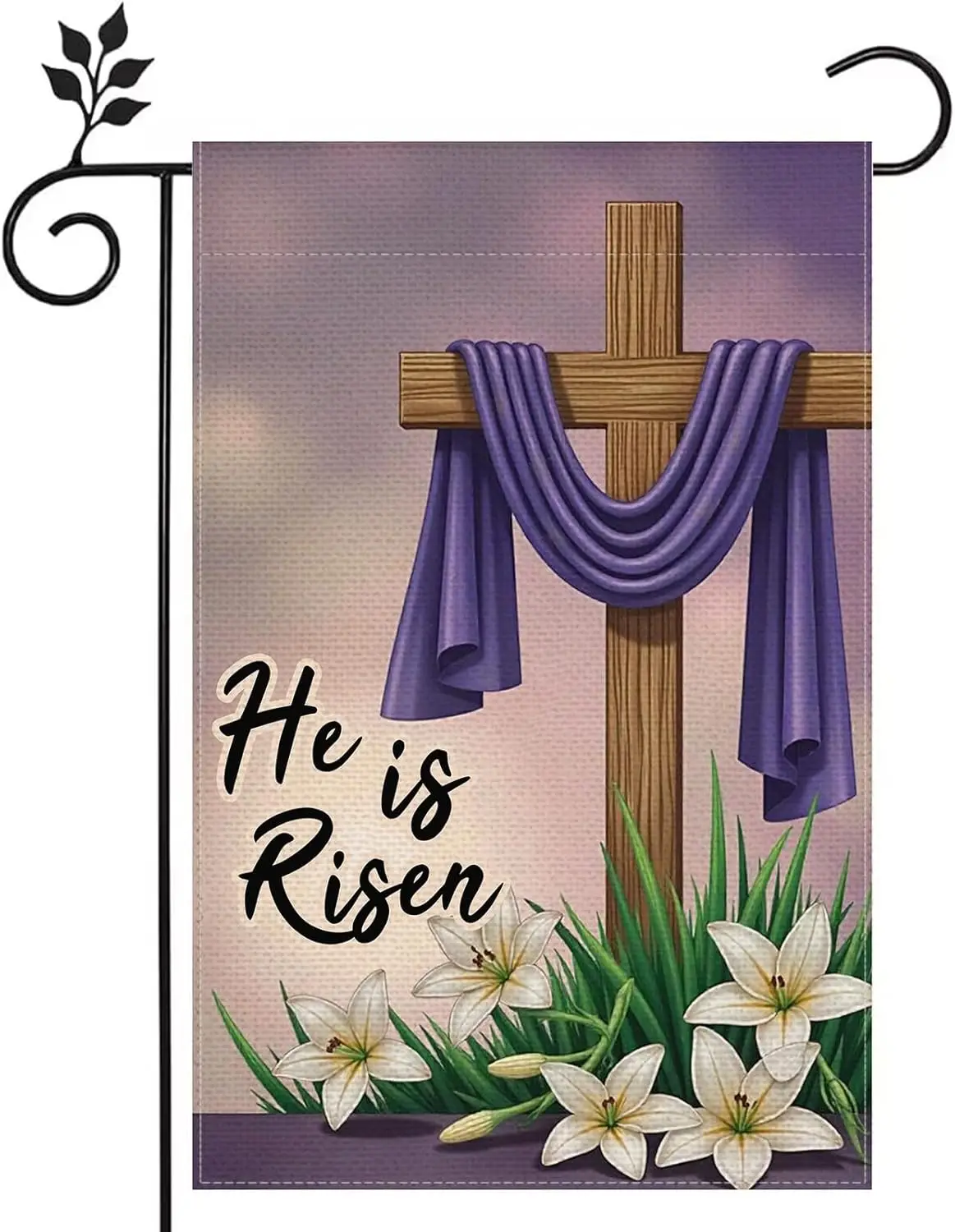 He is Risen Easter Cross 12x18 inch Double-side Burlap Garden Flag Welcome Home Outdoor Yard Holiday Decoration Flag WWP
