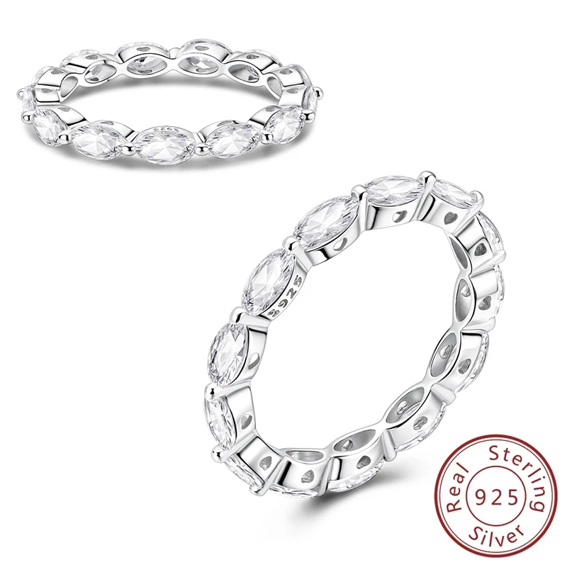 

Classic Original 925 Sterling Silver Shining Full Oval Zircon Rings Size 6-9 For Women Girls Jewelry Wedding Engagement Gifts