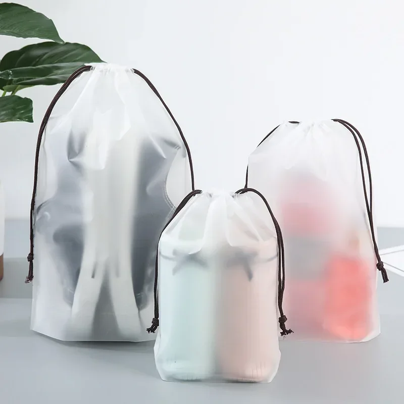 Neceser de PVC transparente con cordón para mujer, bolsa de maquillaje portátil, impermeable, neceser de viaje, 1 piezas