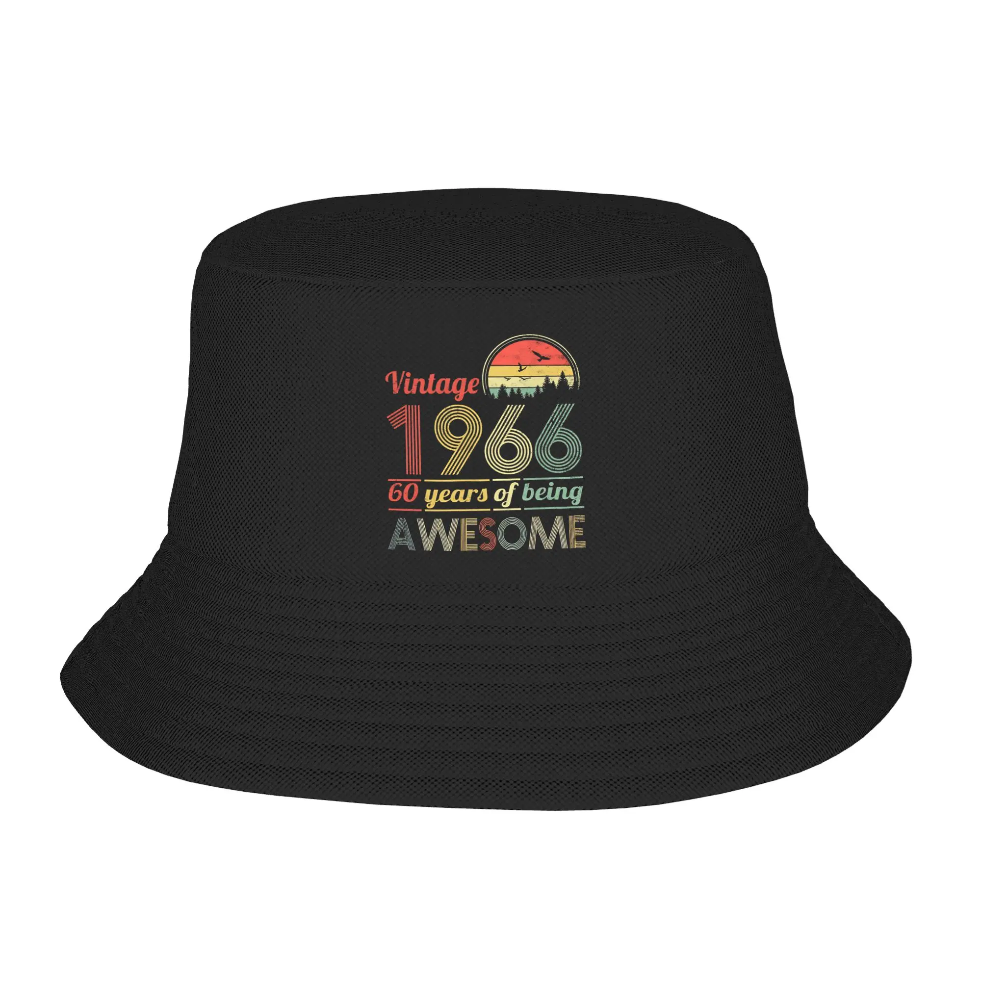 Vintage 1966 60th Birthday Years Old  Bucket Hats Gifts For Men Women Kawaii  Vocation Caps For Travel Lightweight