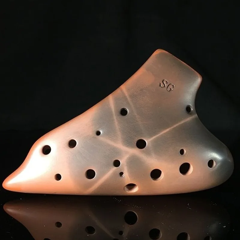 Ocarina de arcilla púrpura, tono SG, Ocarinas profesionales, instrumento de flauta chino clásico portátil de 17 agujeros para principiantes amantes de la música