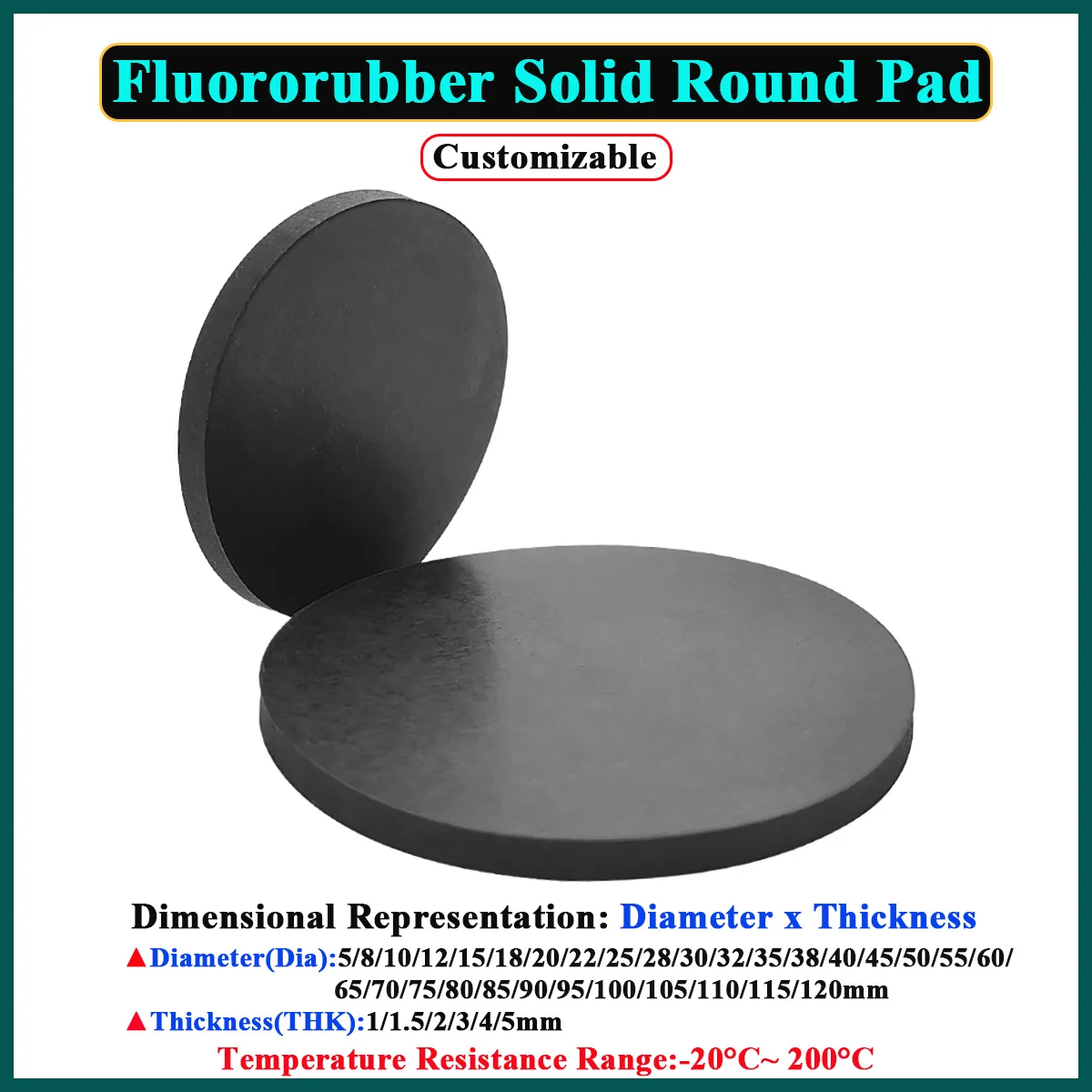 Fluororubber Solid Round Pad High Temperature And Corrosion Resistant Round Pad Acid And Alkali Resistant Round Cake