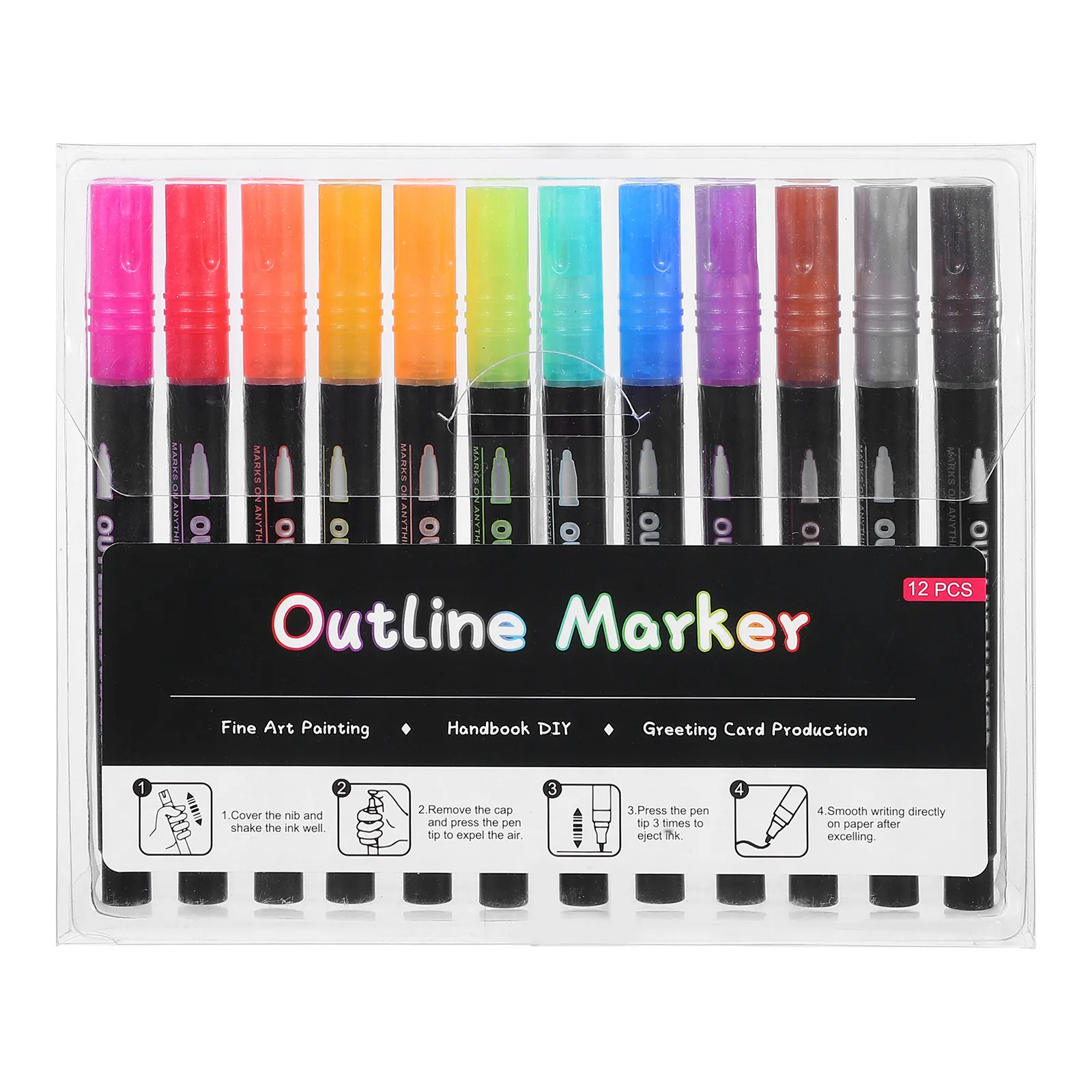 

12Pcs Glitter Pens Double for Art Drawing Hand Lettering Coloring Scrapbook Fine Liner Multicolor