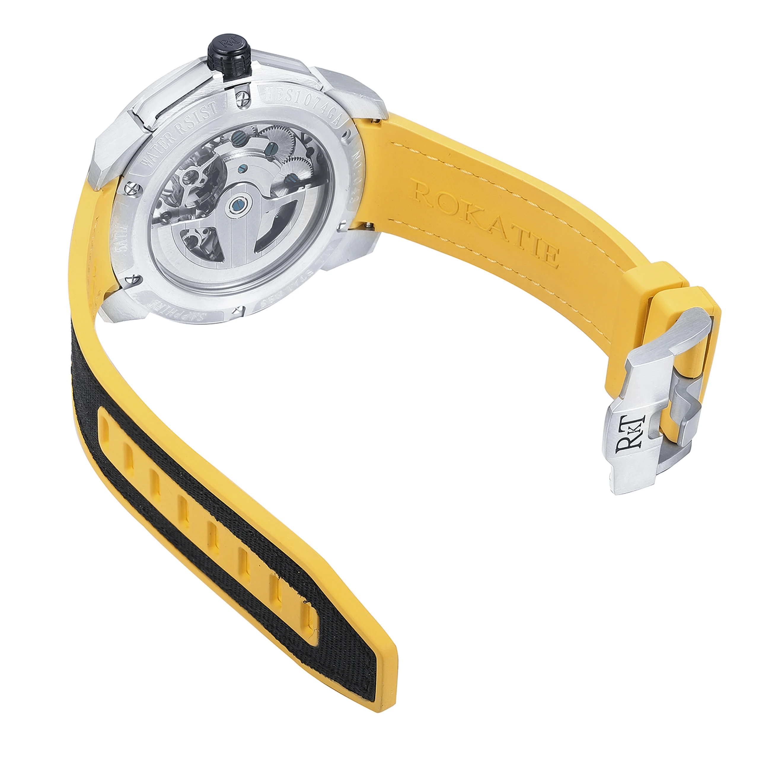 ENITON Mechanical Watches FKM Rubber Band Stainless Steel 316L JLHS33 Movement Automatic Watch Tourbillon Skeleton Fashion Watch