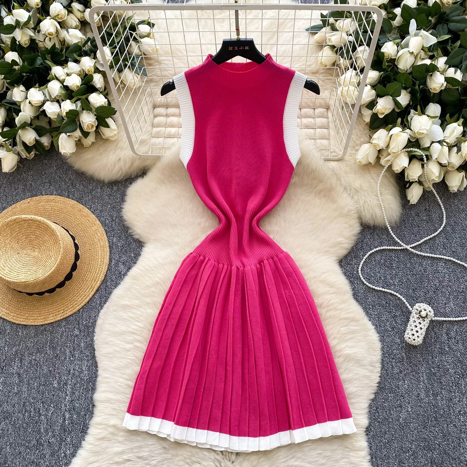 YuooMuoo Damenkleid 2026 Neue Koreanische Mode Y2K Plissiertes Strick-Minikleid Schickes Damen-Partykleid Streetwear Damen-Outfits