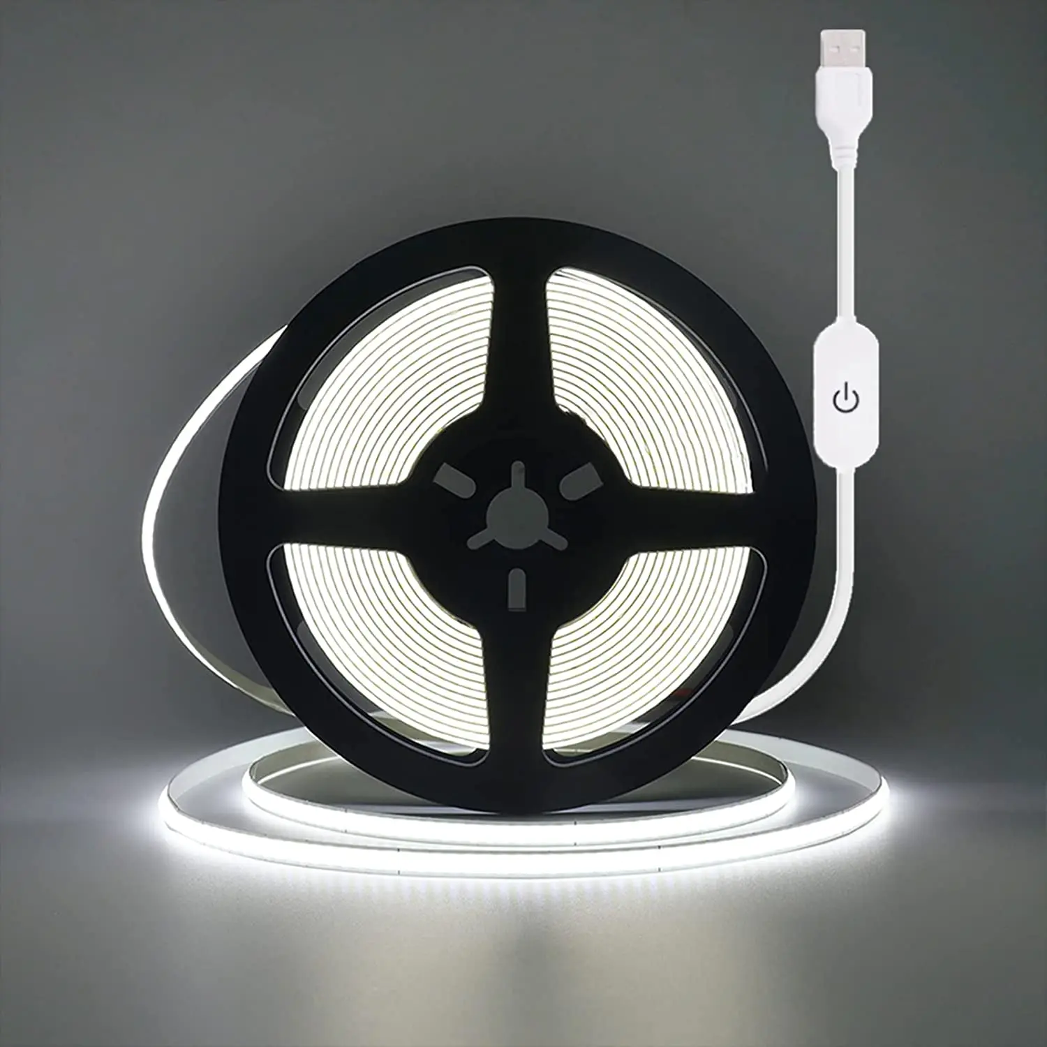 Dimmable COB LED Strip Light with Touch Switch 5V USB Flexible LED Tape 320Leds/m High Density FOB LED Lights Cabinet Lighting