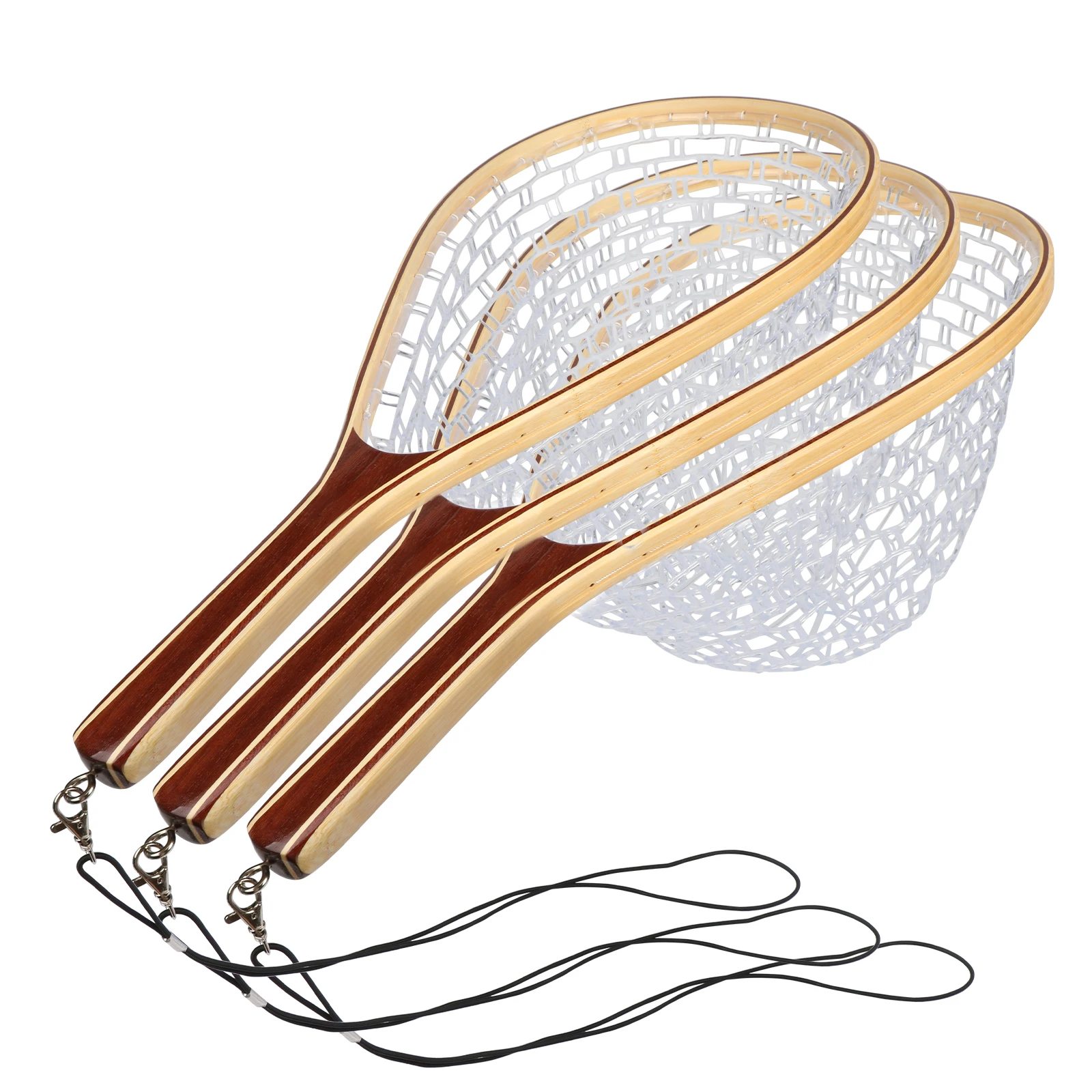 Goture Wooden Handle Fly Fishing Landing Net 60L Large Capacity Portable Hand Net for Trout Bass Pike Fishing Tools