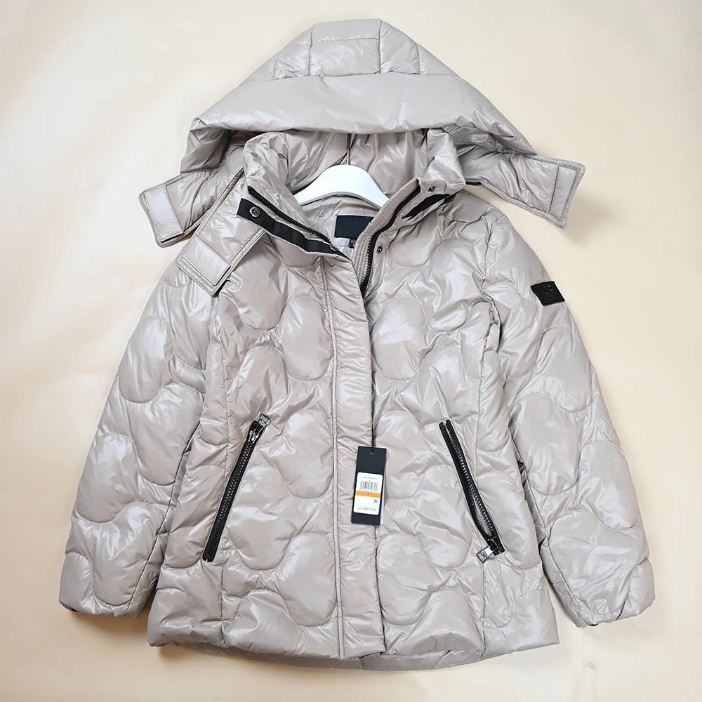 معطف شتوي دافئ Du down Jaet للنساء من Thiened مبطن وقابل للفصل، طويل أمريكي، سحاب إغلاق، طول منتظم #5