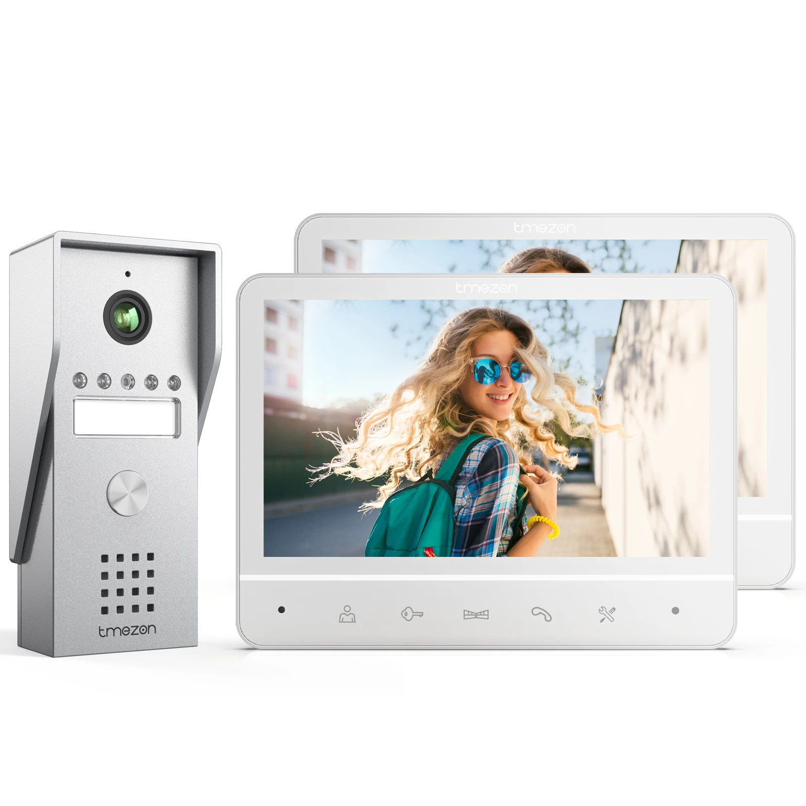 

TMEZON Video Doorphone 4-Wire,Intercom with Doorbell, Doorphone with Camera,7" Color Display, 120° Wide View Camera