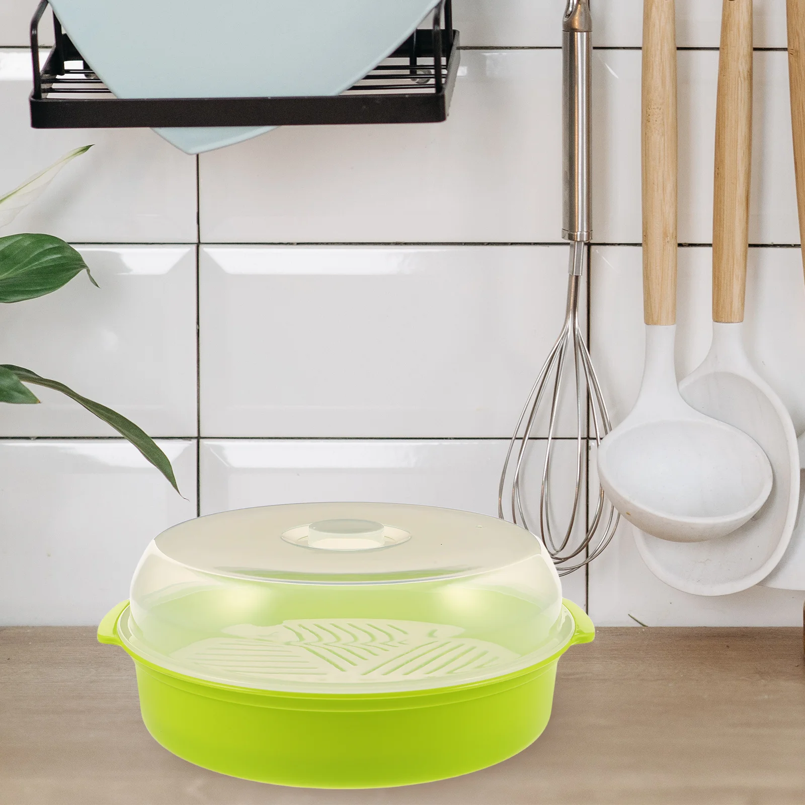 

Microwave Steamer High-Temperature Resistant PP Microwavable Lid Steaming Basket for Vegetables Rice Pasta Seafood Quick Healthy