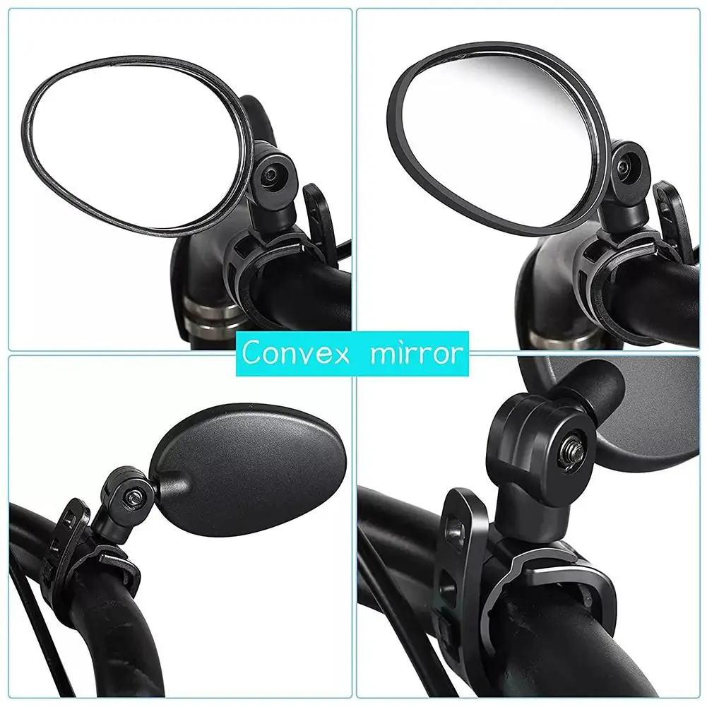 2pcs Bike Rearview Mirror 360° Adjustable Rotatable Handlebar Convex Mirror Safe Wide Angle For Bicycle Cycling Outdoor Spo Q0d5