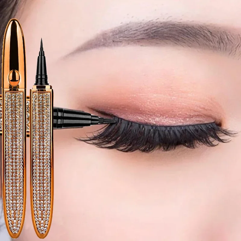 Self-adhesive Eyeliner Pen Glue-free Magnetic-free False Eyelashes Waterproof Lasting Diamond Bling Eye Liner Makeup Cosmetics