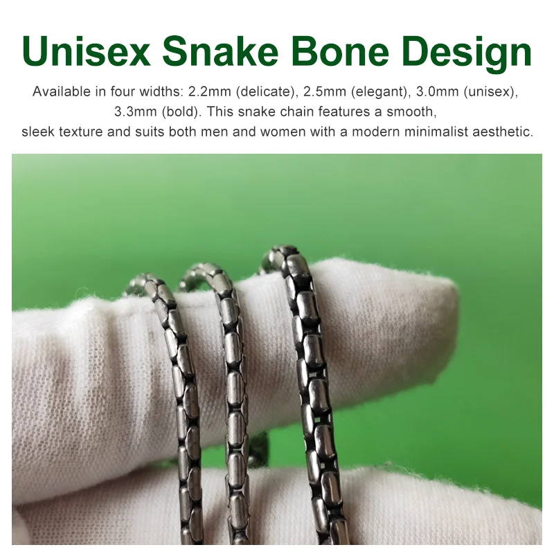 2.2 2.5 3.0 3.3mm Pure Titanium Flat Box Chain Bracelet Men Women Hypoallergenic Lightweight Diving Jewelry