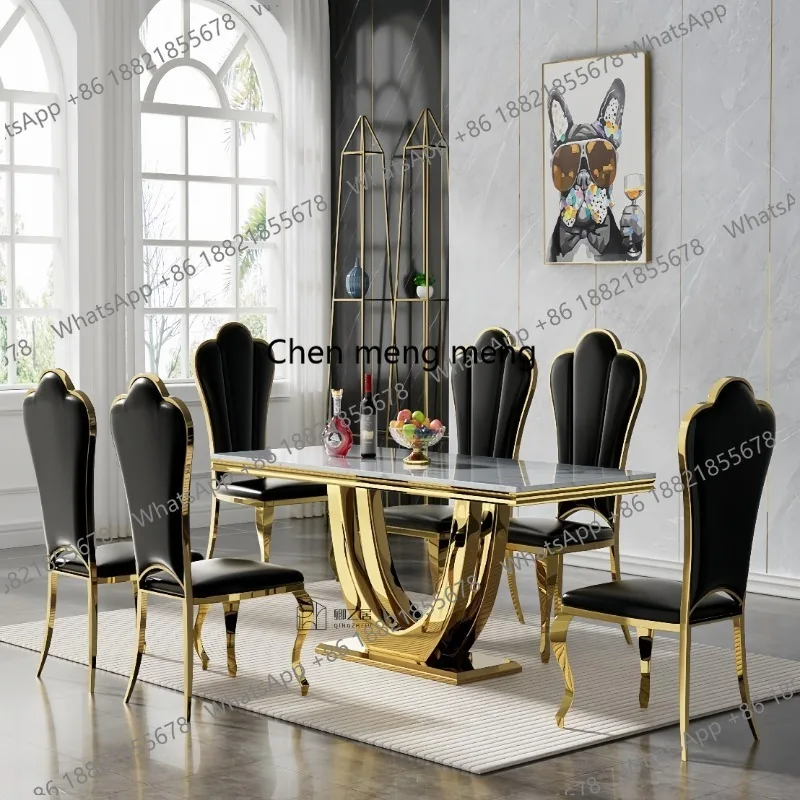 Dining Room Salon Dining Table Chair Side Luxury Office Section Marble Stretch Dining Table Living Room Furniture