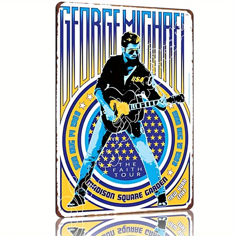 George Michael Faith Tour Poster - Limited Edition Metal Tin Sign, es, Vintage-Inspired Wall Art for Man Cave, Bar, Cafe, Garag