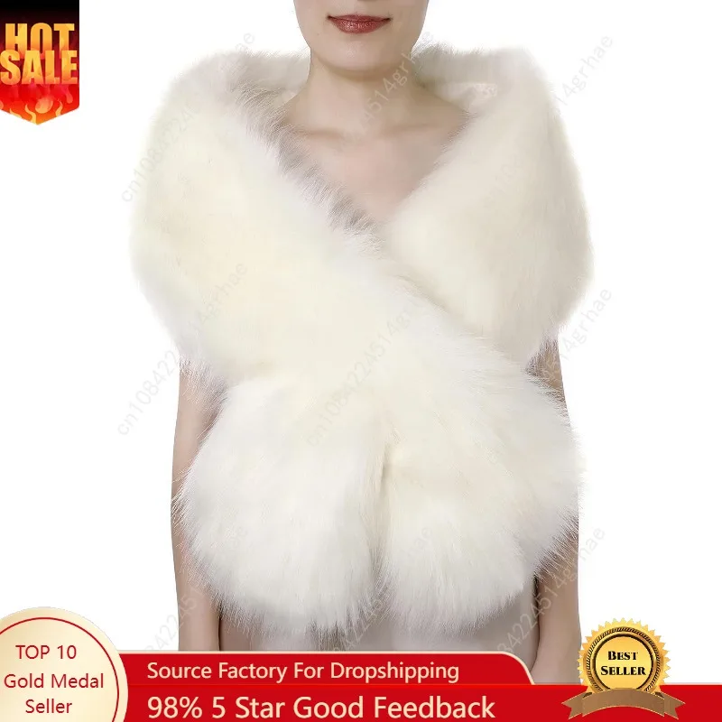 

Dikoaina Women's Winter Fake Faux Fur Scarf Wrap Collar Shawl Shrug