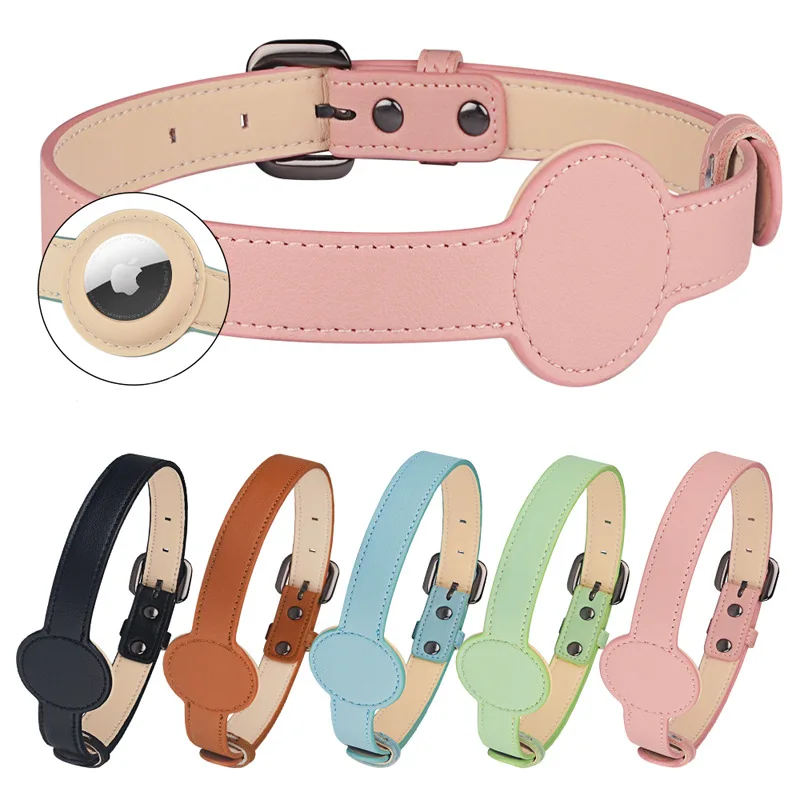 For Apple Airtag Protective Tracker Waterproof Pet Dog Anti-lost Positioning Silicone PU Collar Anti-lost Pet Cat Dog Collar