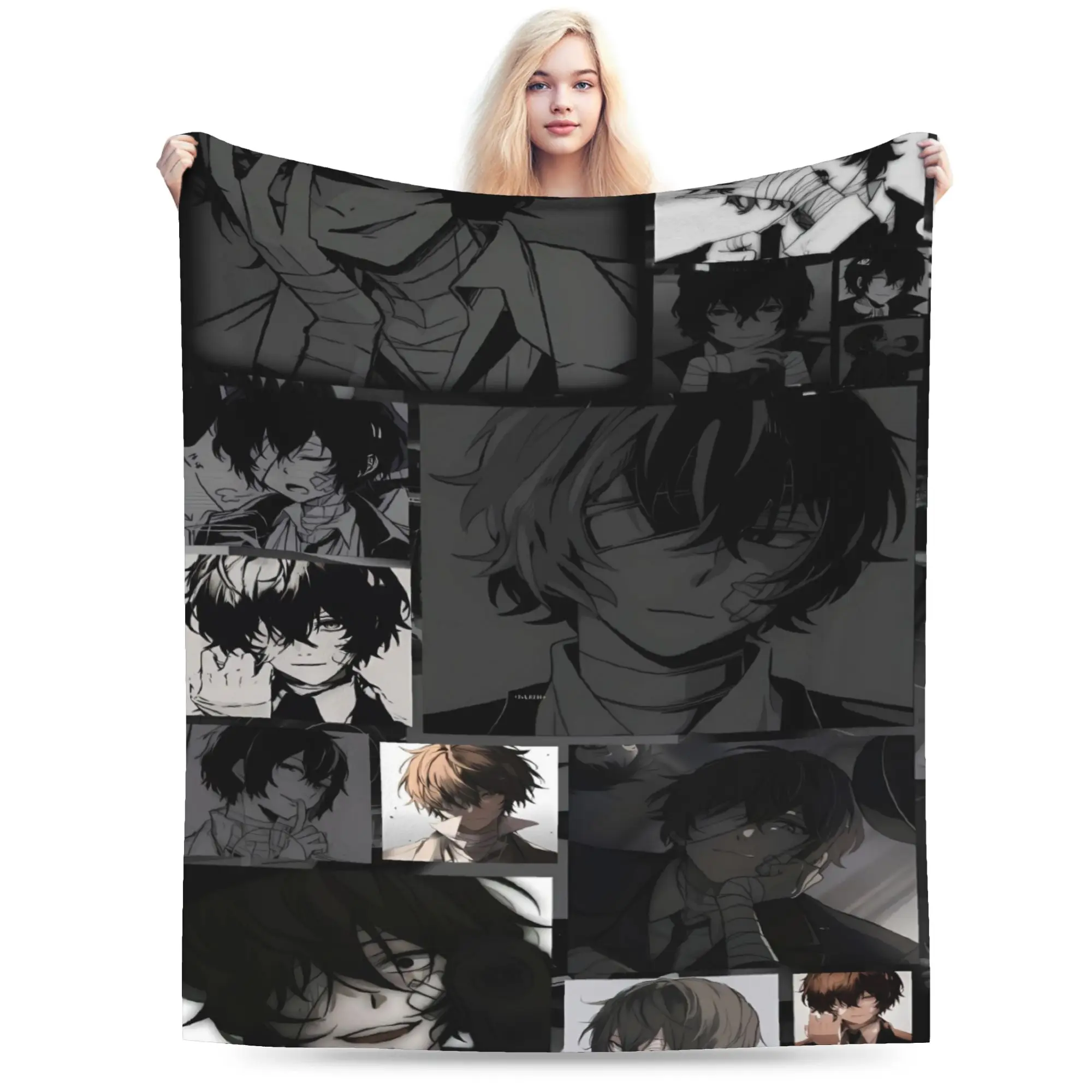 Dazai Bungo Stray Dogs Blanket  Airplane Travel Flannel Throw Blanket For Bedroom Warm Design Quality Bedspread Birthday Present