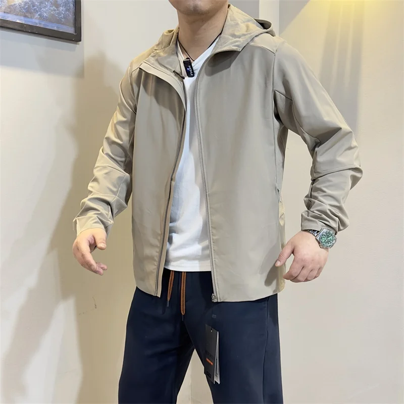 High-End Outdoor Men's Jacket Breathable Quick-Drying Sun-Protective Coat Standard Fit Long Sleeve Hooded Casual Spring Autumn
