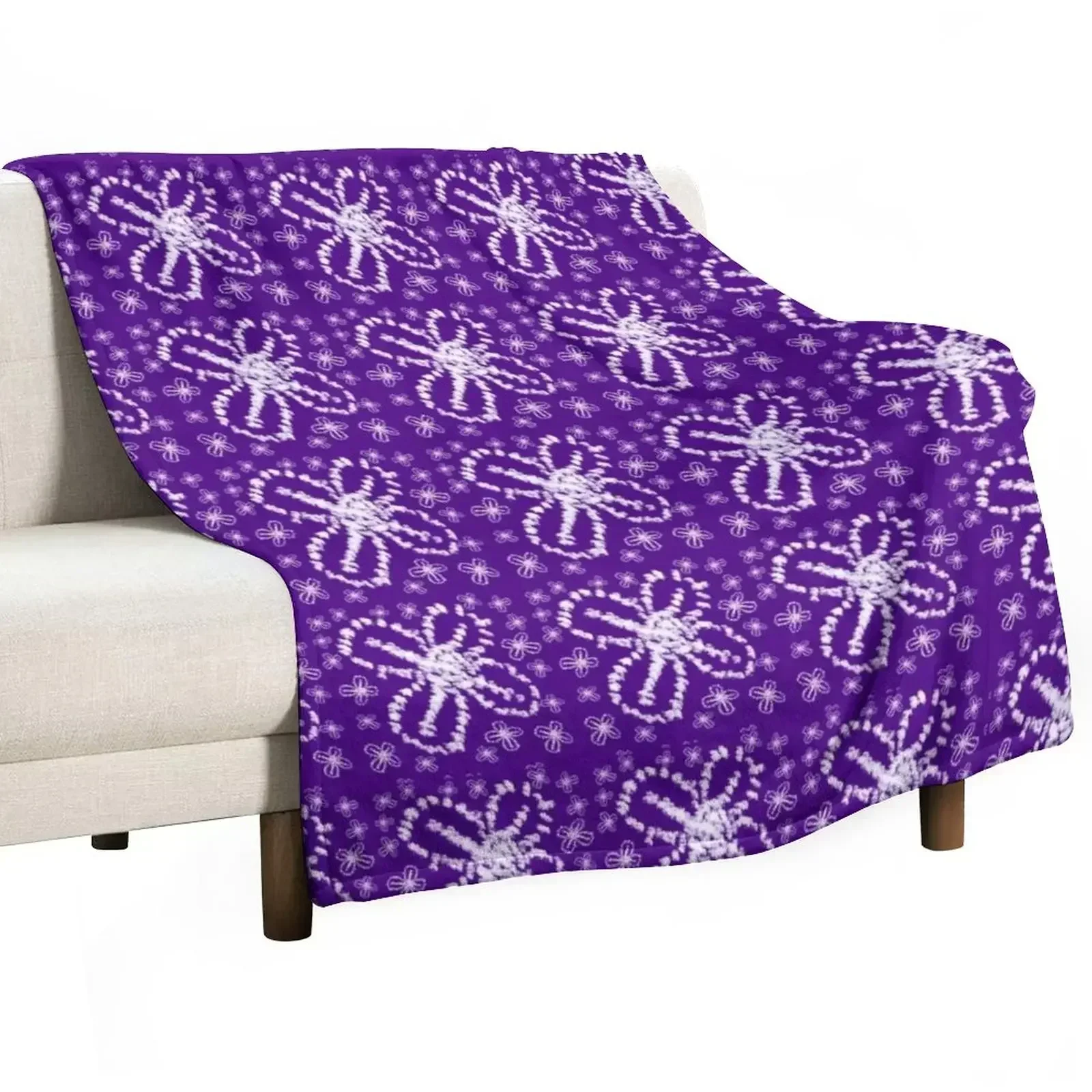 Modern Indigo Tie Dye Floral Shibori Pattern Throw Blanket Furrys Polar Blankets