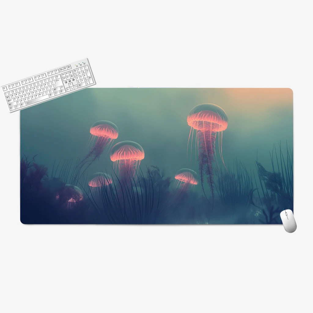 Super large professional gaming mousepad Dream jellyfish pattern rubber non-slip table-pad Computer desktop expansion game pads