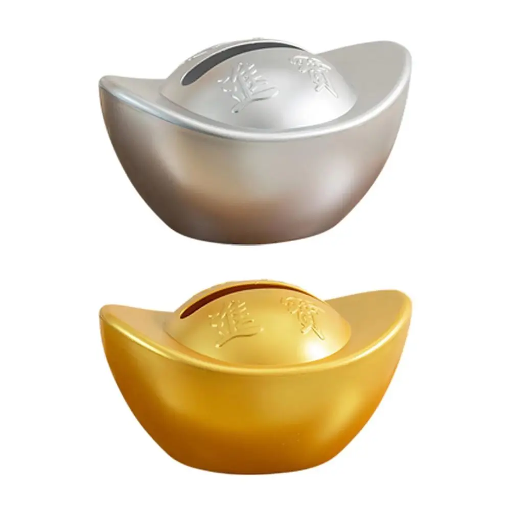 Yuan Bao Shape Ingot Yuan Bao Tissue Box Decorative Feng Shui Decor Chinese-Style Tissue Cover Silver/Gold Spring-Loaded