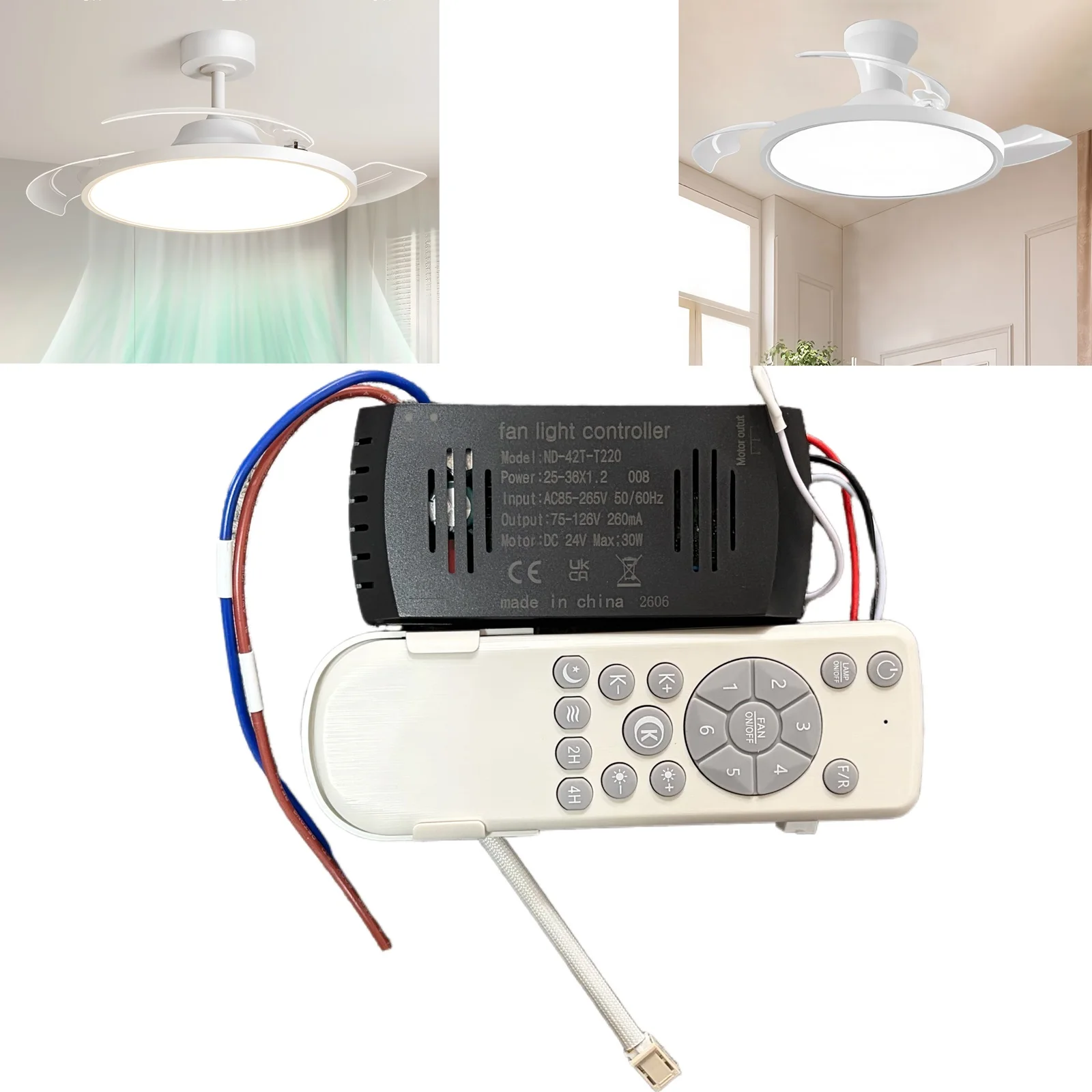 IRALAN 42/48inch Ceiling Fan Light Remote Control Kit Replacement 3 in 1 Remote Receiver Controller Kit for Ceiling Fan Light