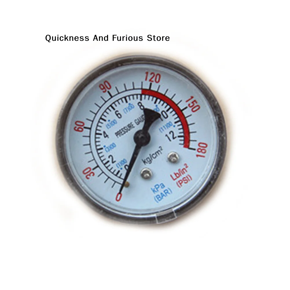 【T】Air Compressor Pneumatic Hydraulic Fluid Pressure Gauge 1/8 NPT Thread 0-12Bar 0-180PSI Manometer Double Scale