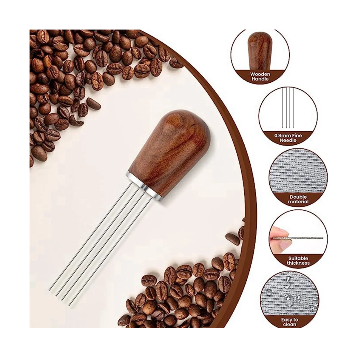 Agitatore per caffè Espresso, strumento per caffè professionale per l'erogazione di Espresso, con filtro da 51mm, Dispenser per aghi con manico
