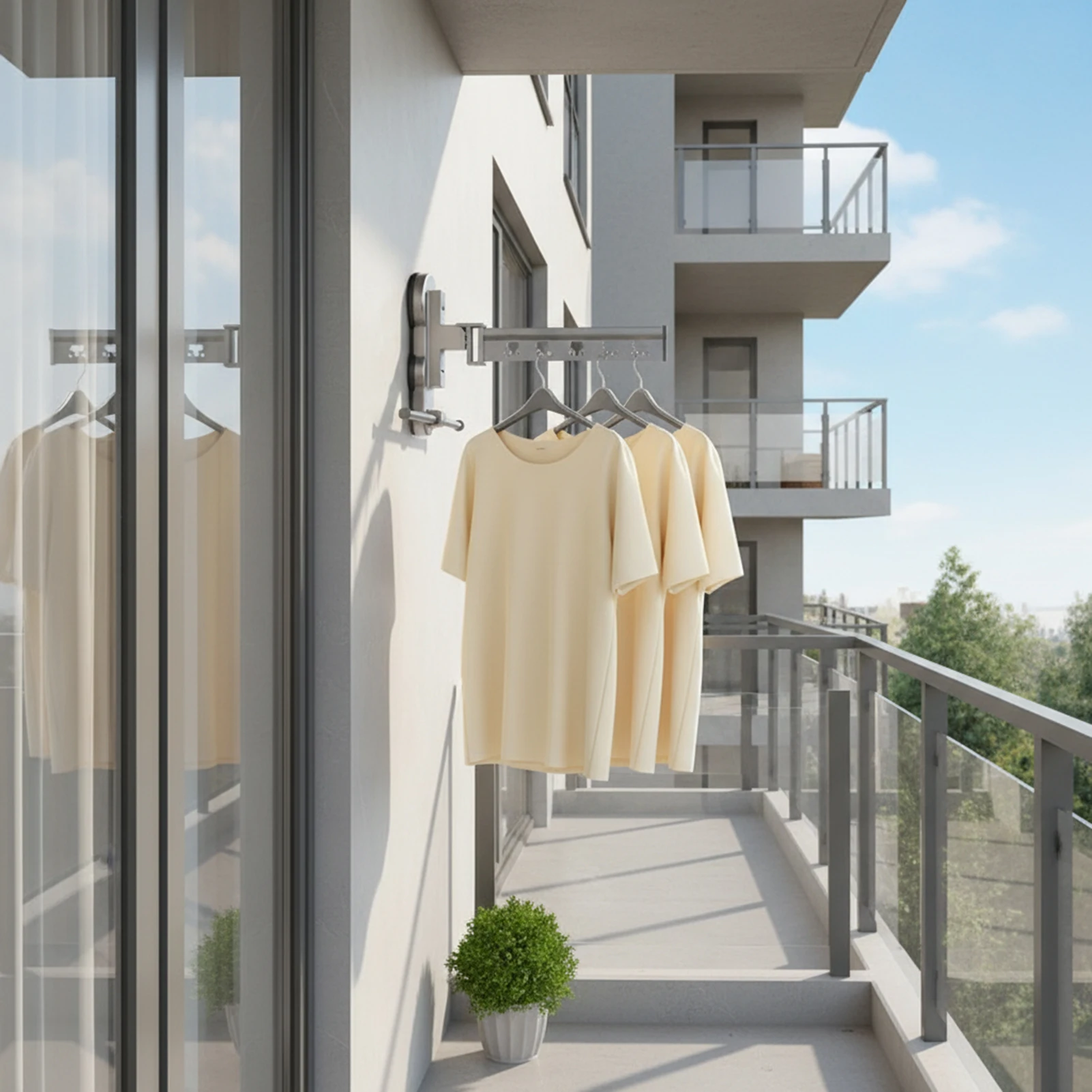 

Wall Mounted Clothes Rack Non Perforated Suction Cup Drying Rack For Clothes Shoes Bed Sheet Quilt Cover Telescopic Hangers