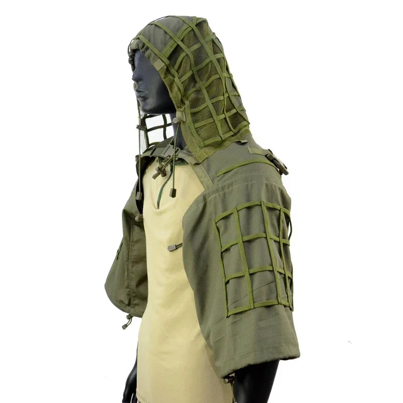Tactical Ghillie Suit Sniper Airsoft Combat Ghillie Shawl Coat Clothes Outdoor Hunting Shooting Camouflage Hood Ghillie Suit