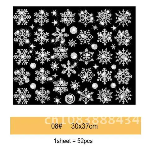 

2021 Snowflake electrostatic Sticker Glitter effect Christmas Window Wall Stickers Kids room home decoration New Year wallpaper