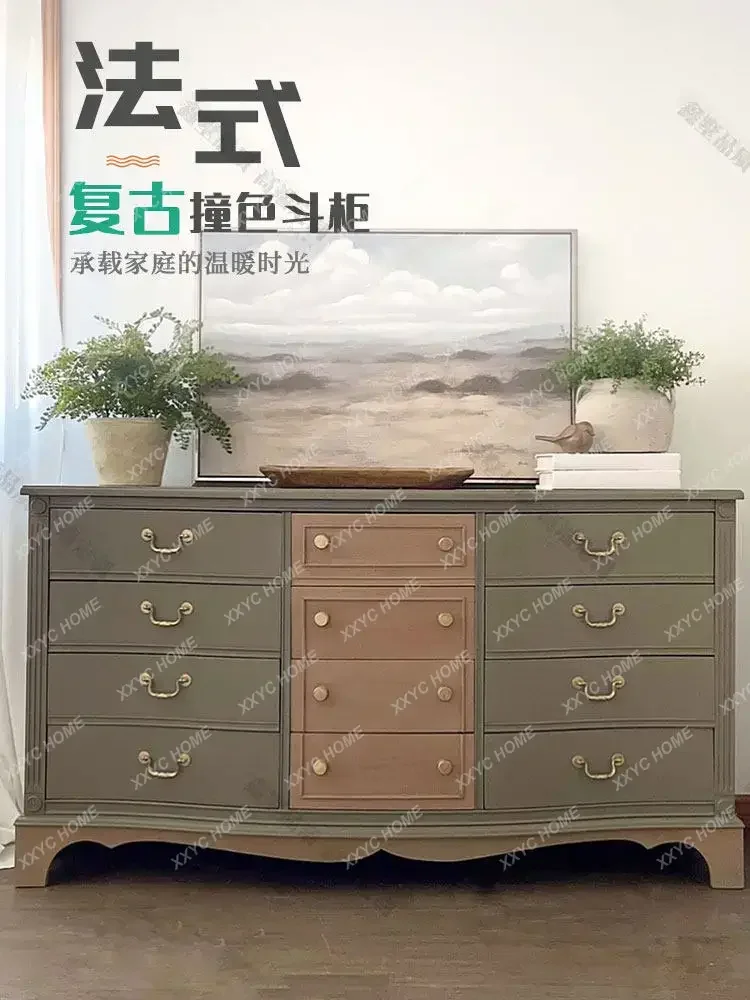 

YFrench solid wood, bedroom bedside storage, household living room wall storage, drawers and cabinets