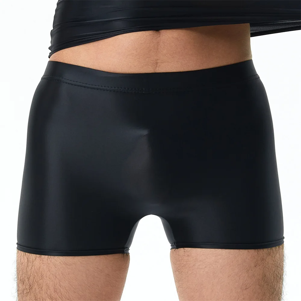 Bóxer de nailon transparente para hombre, ropa interior Sexy de Color sólido, bragas elásticas de seda de hielo, Cueca