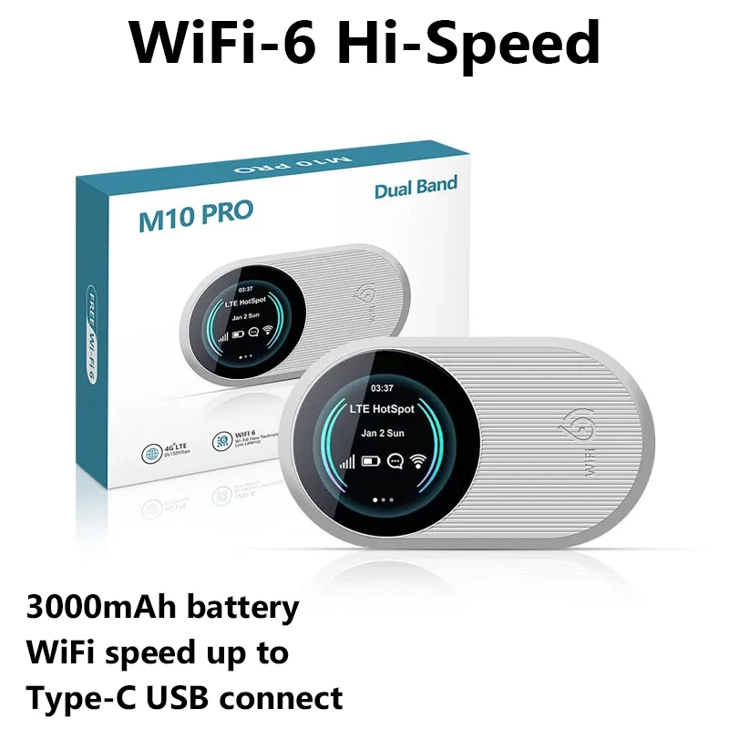 4G Wireless Router with 2-inch High Definition Color Screen Car WiFi 6 Dual-Band Portable 4G LTE Mobile Router MiFi For Travel